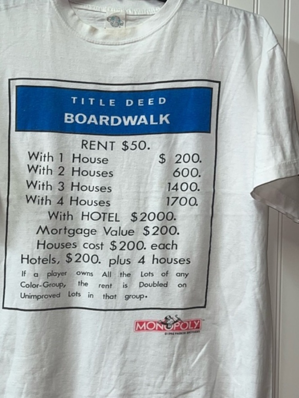 90s Monopoly Game Boardwalk Shirt L Vintage 1994 Board Game